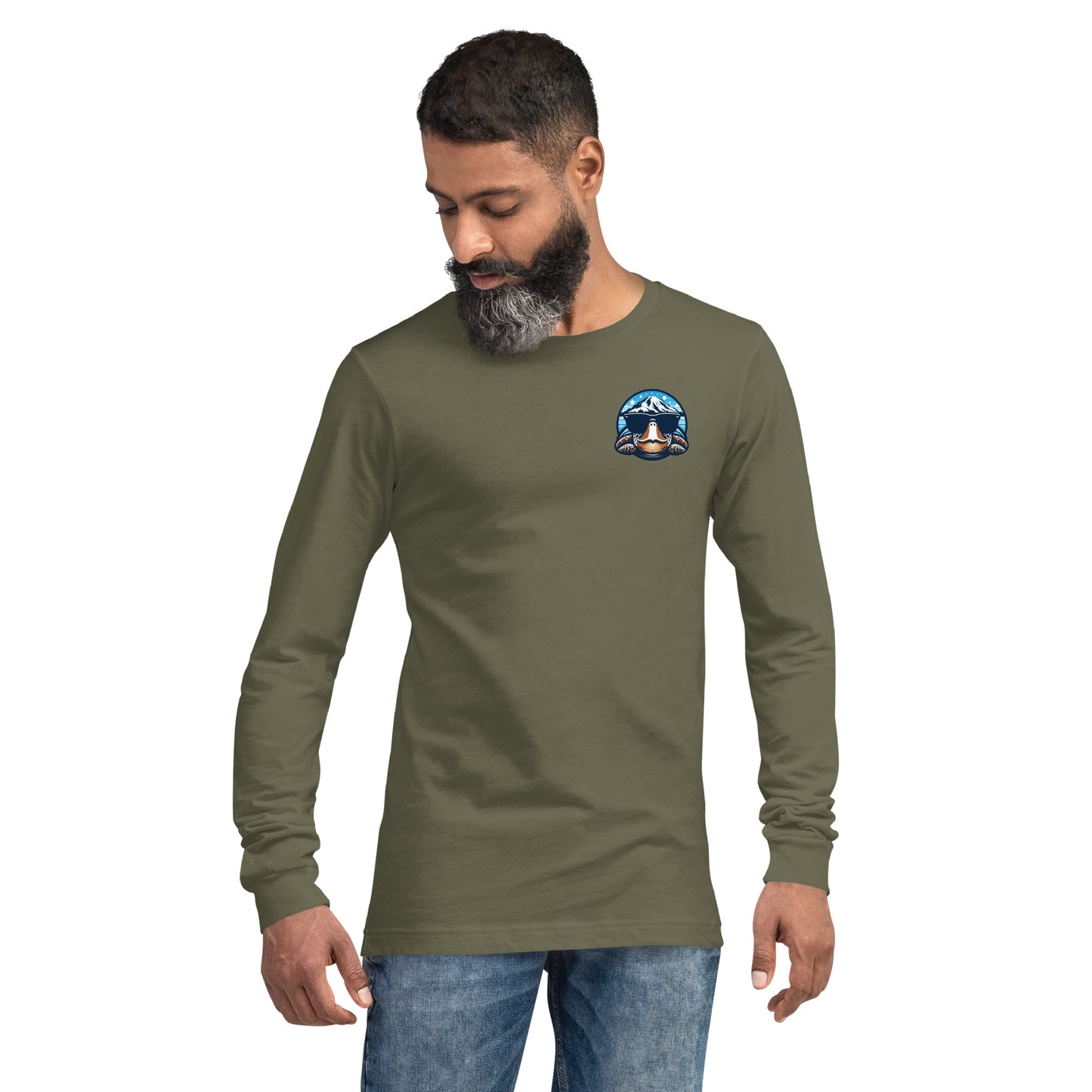 Mt. Ranier Seaturtle Front/Back Unisex Long Sleeve Tee