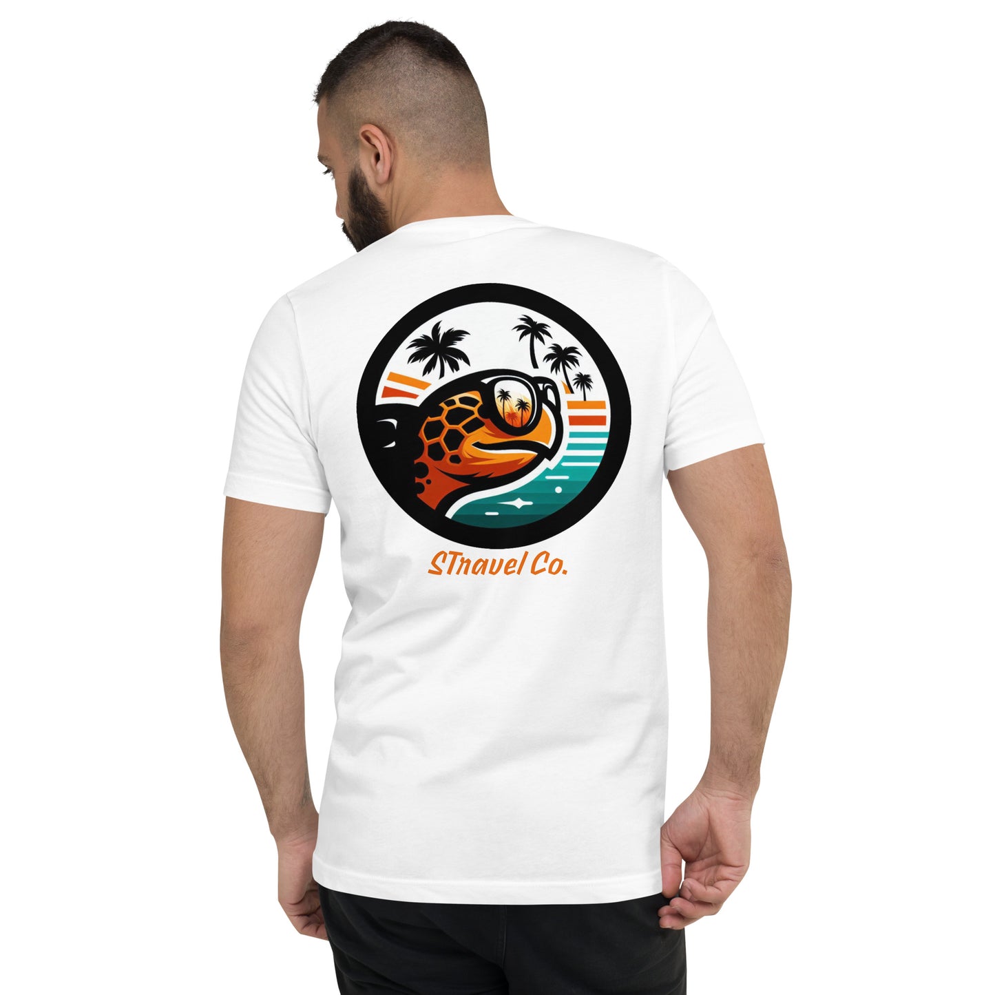 Orange Turtle w/ Sunglasses- Branded V-Neck